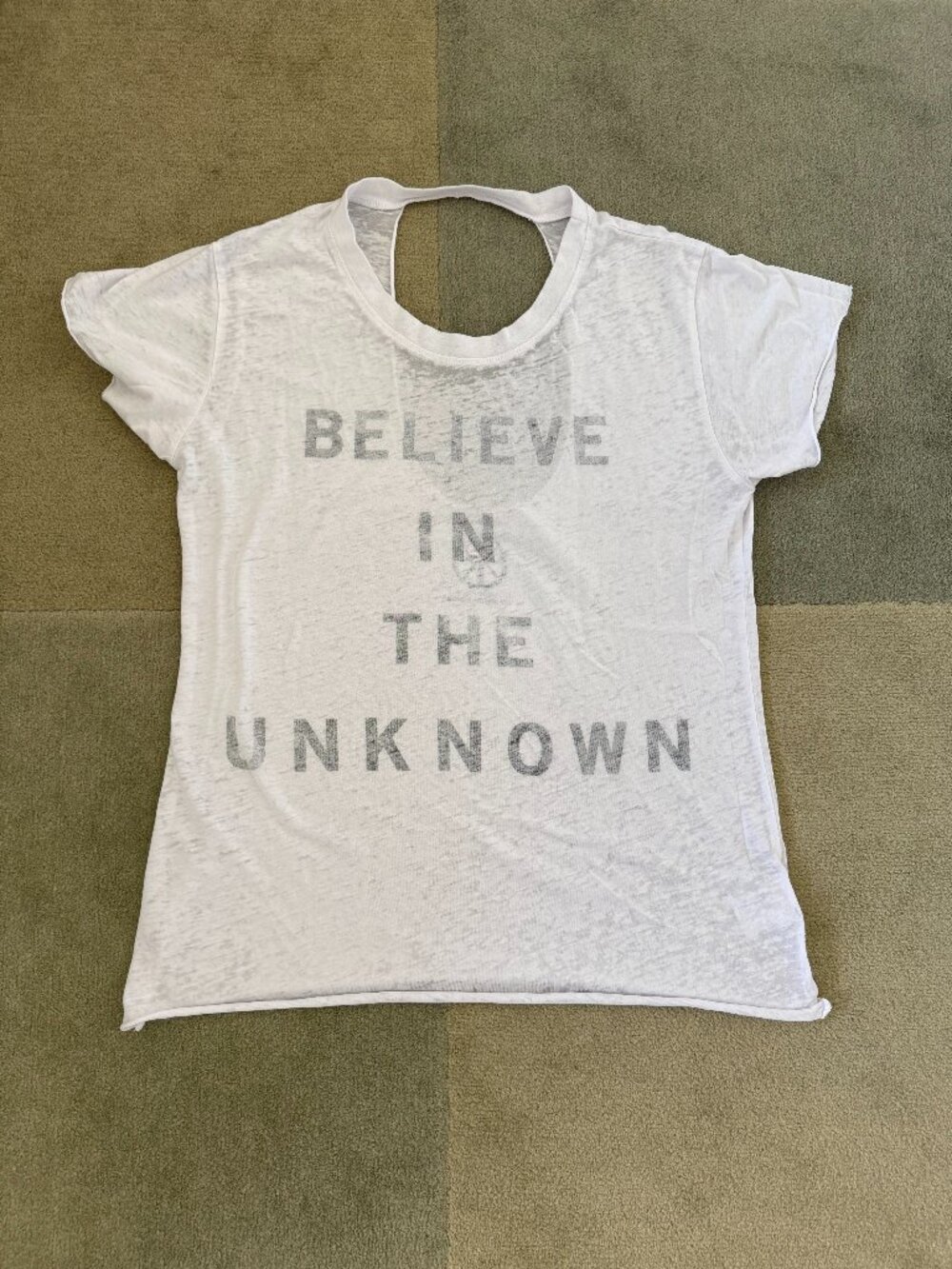 Urban Outfitters "Believe in the Unknown" Open Back White T Shirt - S